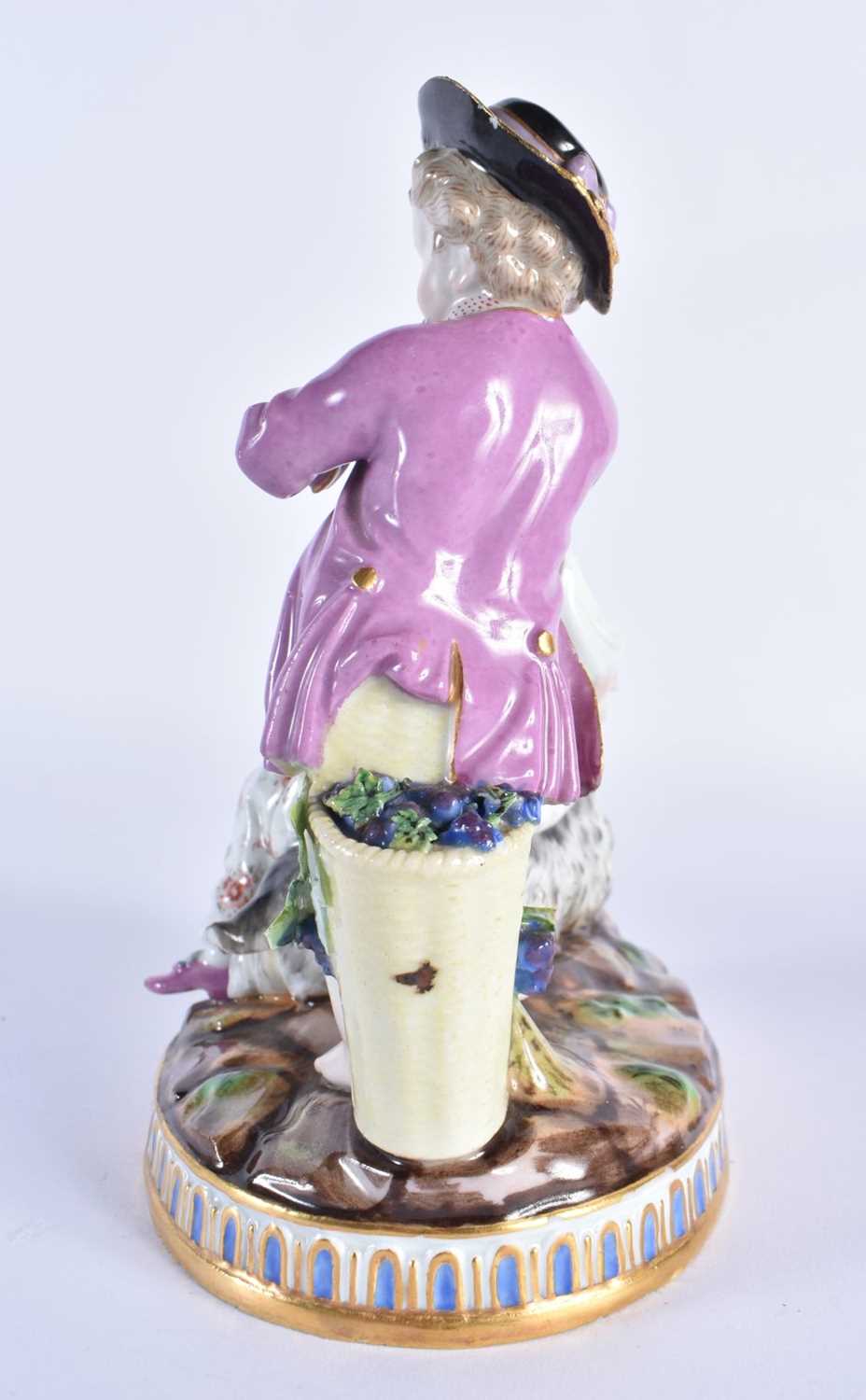 Late 19th century Meissen figural group of two children and a goat, he playing a flute and she - Image 5 of 6