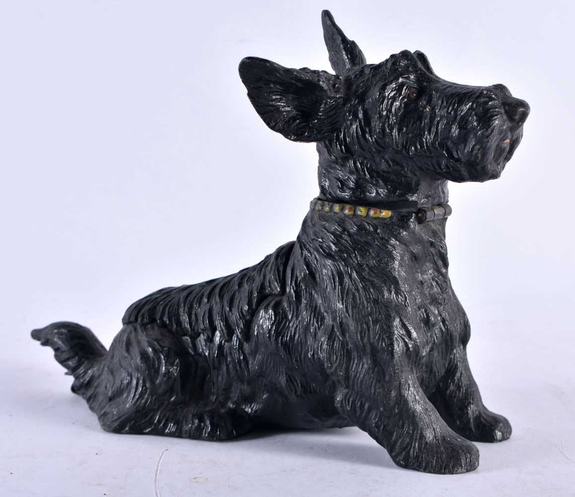 A RARE EARLY 20TH CENTURY NOVELTY COLD PAINTED SCOTTIE DOG COMBINATION TABLE LIGHTER the head - Image 2 of 3