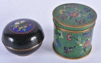 TWO 19TH CENTURY CHINESE CLOISONNE ENAMEL BOXES AND COVERS Qing. Largest 7.5 cm x 7.5 cm. (2)