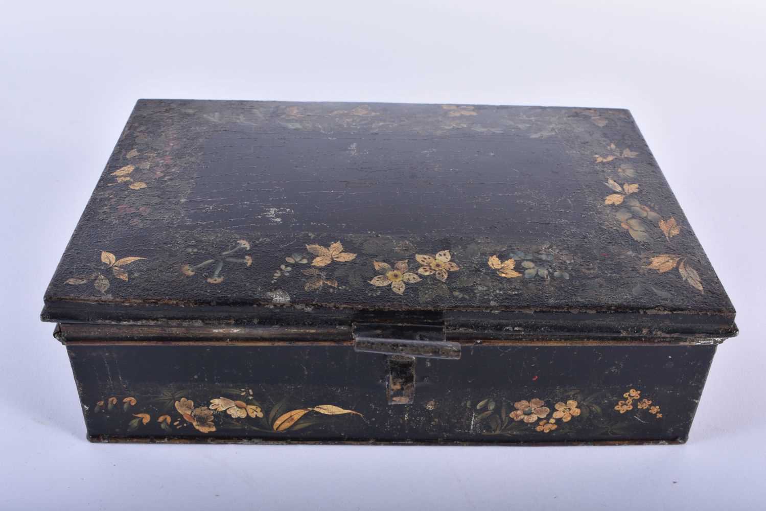 AN UNUSUAL 19TH CENTURY COUNTRY HOUSE TOLEWARE SPICE BOX with six fitted period individual boxes. 22