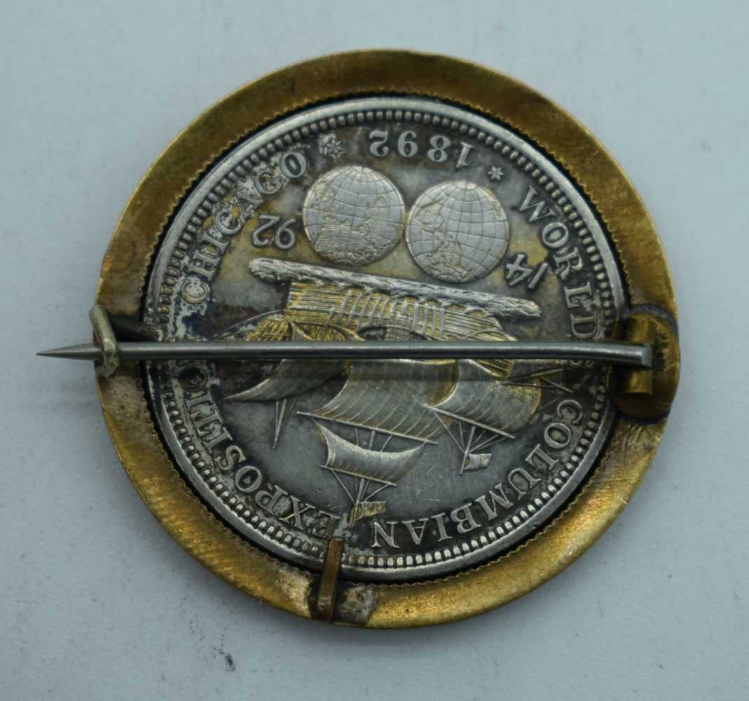 AN ANTIQUE COIN BROOCH. 21 grams. 3.5 cm diameter. - Image 2 of 3