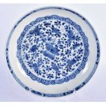 A 17TH/18TH CENTURY CHINESE BLUE AND WHITE PORCELAIN SAUCER DISH Kangxi, bearing Chenghua marks to