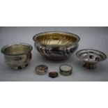 TWO LARGE CONTINENTAL SILVER BOWLS together with an English silver bowl & three continental silver