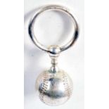 Tiffany & Co. Vintage Sterling Silver Baseball Design Baby Rattle. Stamped Tiffany Sterling, 12.2 cm