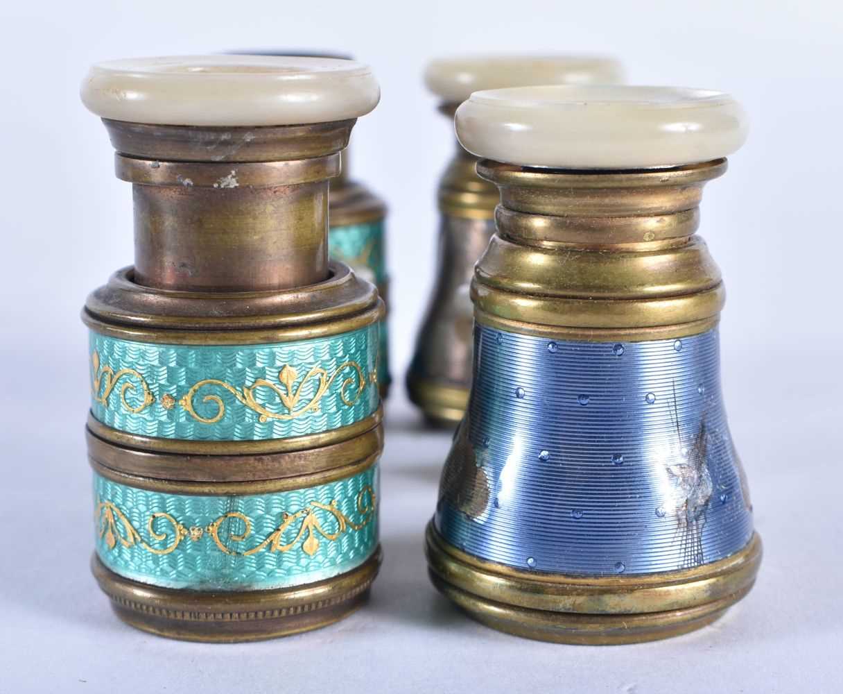 TWO PAIRS OF ENAMEL OPERA GLASSES. Largest 7 cm x 5 cm extended. (2) - Image 2 of 5
