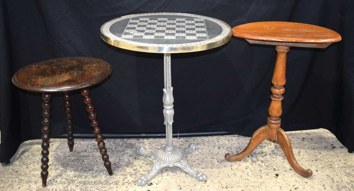 A small antique tilt top table together with 2 other tables 71 x 58 cm (3) - Image 2 of 12