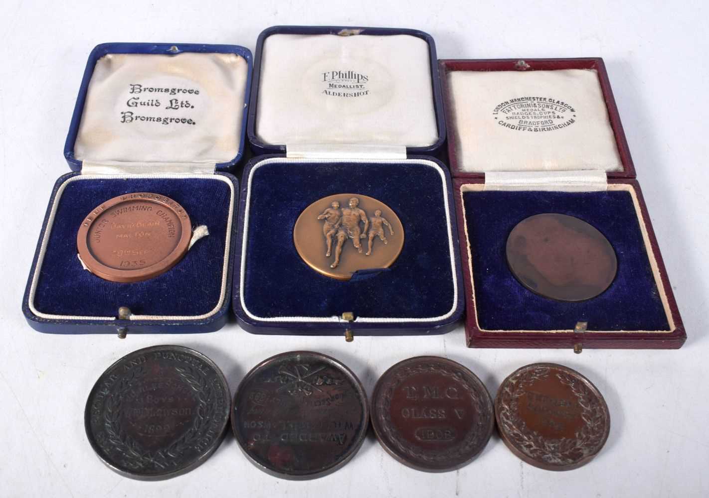 Three Cased School \ Sport \ Agriculture Medallions together with 4 others. Largest 4.4cm - Image 2 of 2