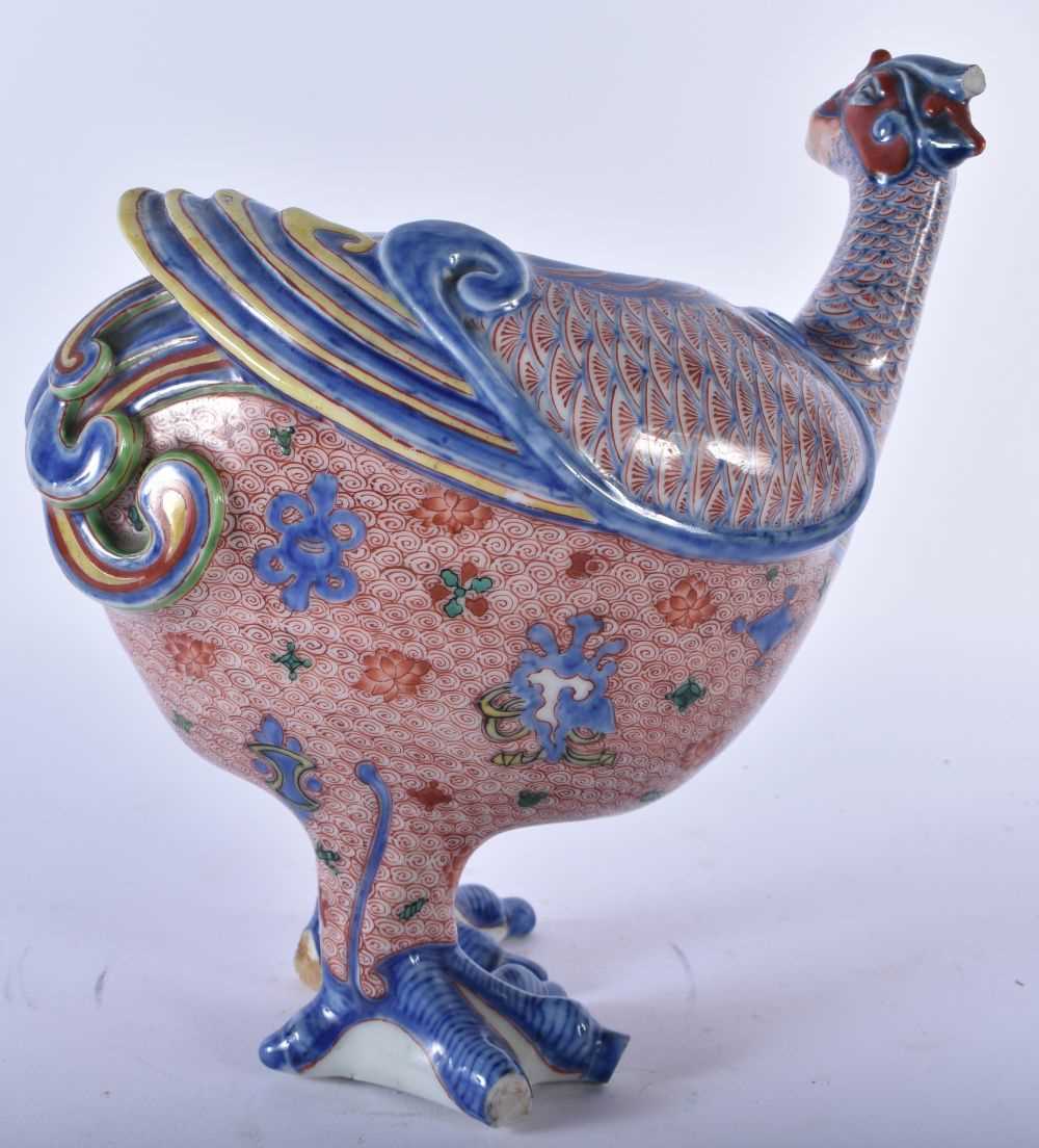 A VERY RARE 18TH CENTURY CHINESE PORCELAIN BIRD FORM CENSER modelled as a standing mythical bird - Image 3 of 6