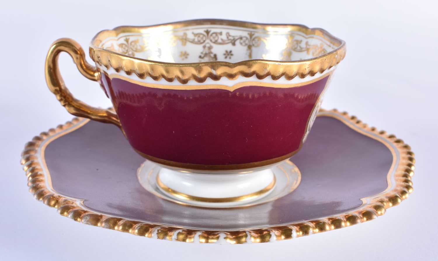 Flight Barr and Barr gadroon crested cup and saucer with Lion and Tree on crimson ground and two two - Image 2 of 11