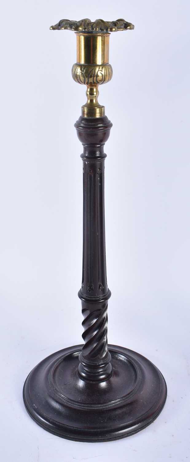 A PAIR OF EDWARDIAN MAHOGANY CANDLESTICKS. 34 cm high. - Image 3 of 7