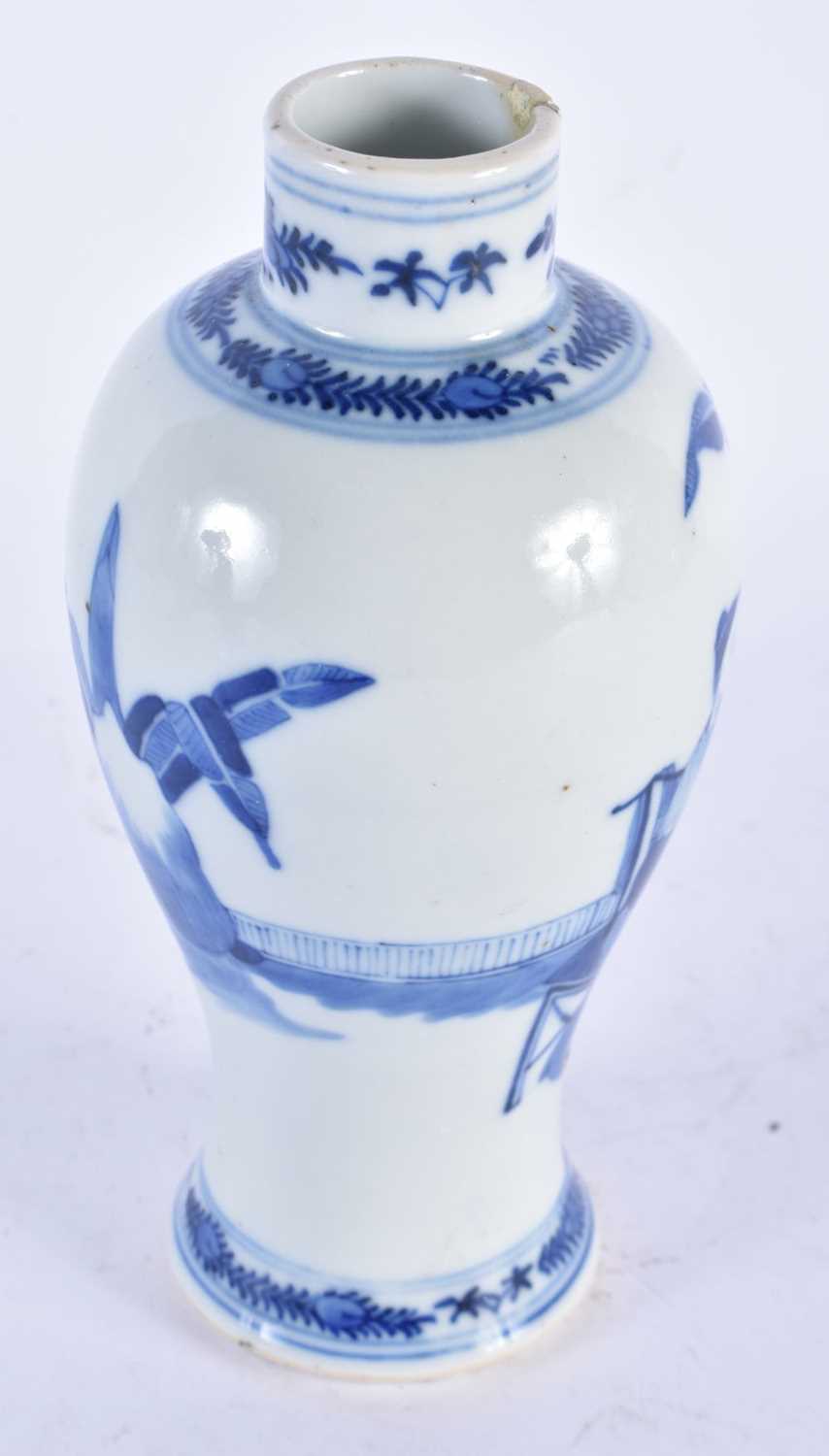 A 19TH CENTURY CHINESE BLUE AND WHITE PORCELAIN VASE Qing, painted with a figure beside a table. - Image 2 of 3