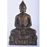 A LATE 19TH/20TH CENTURY CHINESE ASIAN MIDDLE EASTERN BRONZE BUDDHA decorated in relief with small