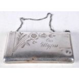 A Continental Silver Purse with Floral Decoration and a Gem Set Clasp. Stamped 84, 11.5 cm x 6.3