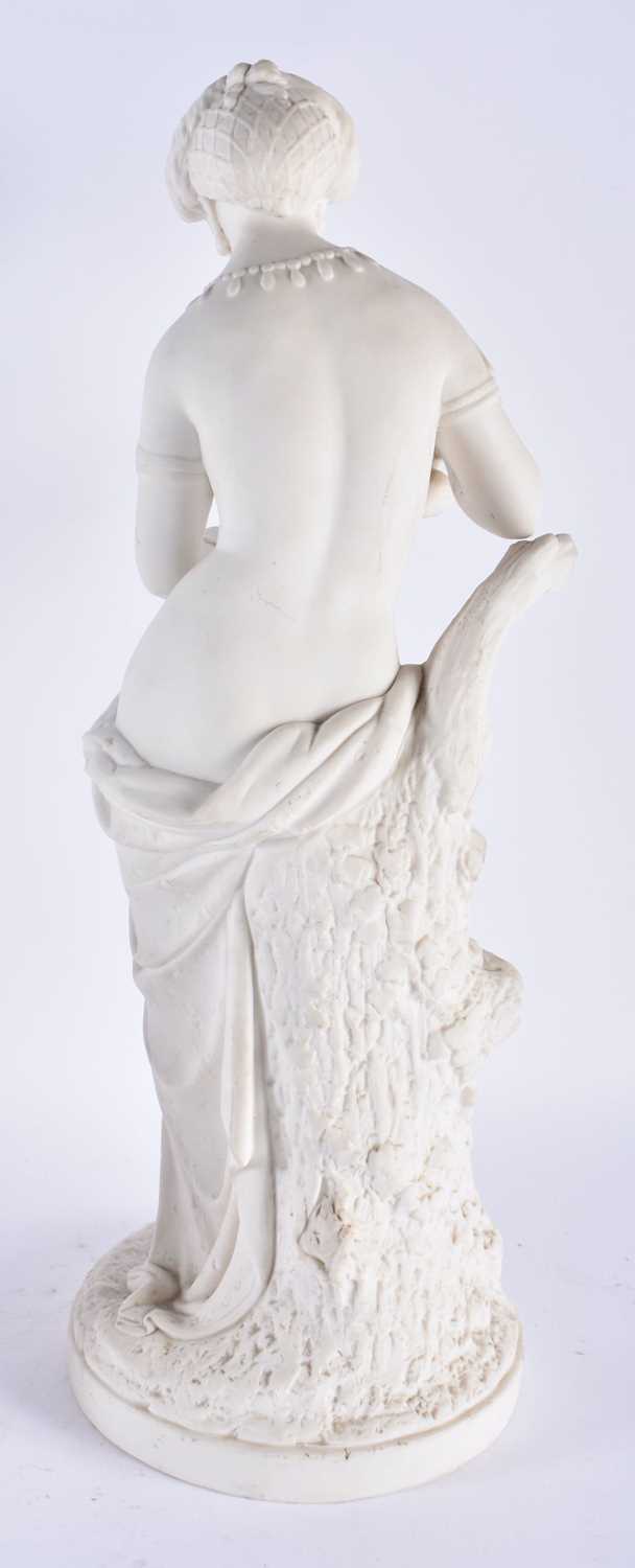 A LARGE PAIR OF 19TH CENTURY PARIAN WARE FIGURE OF FEMALES modelled upon naturalistic bases. 43 cm - Image 5 of 7