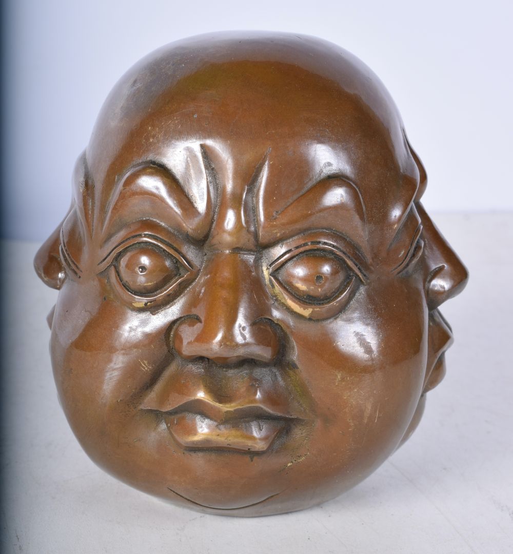 A Chinese bronze Four face buddha 13 x 10 cm - Image 8 of 10