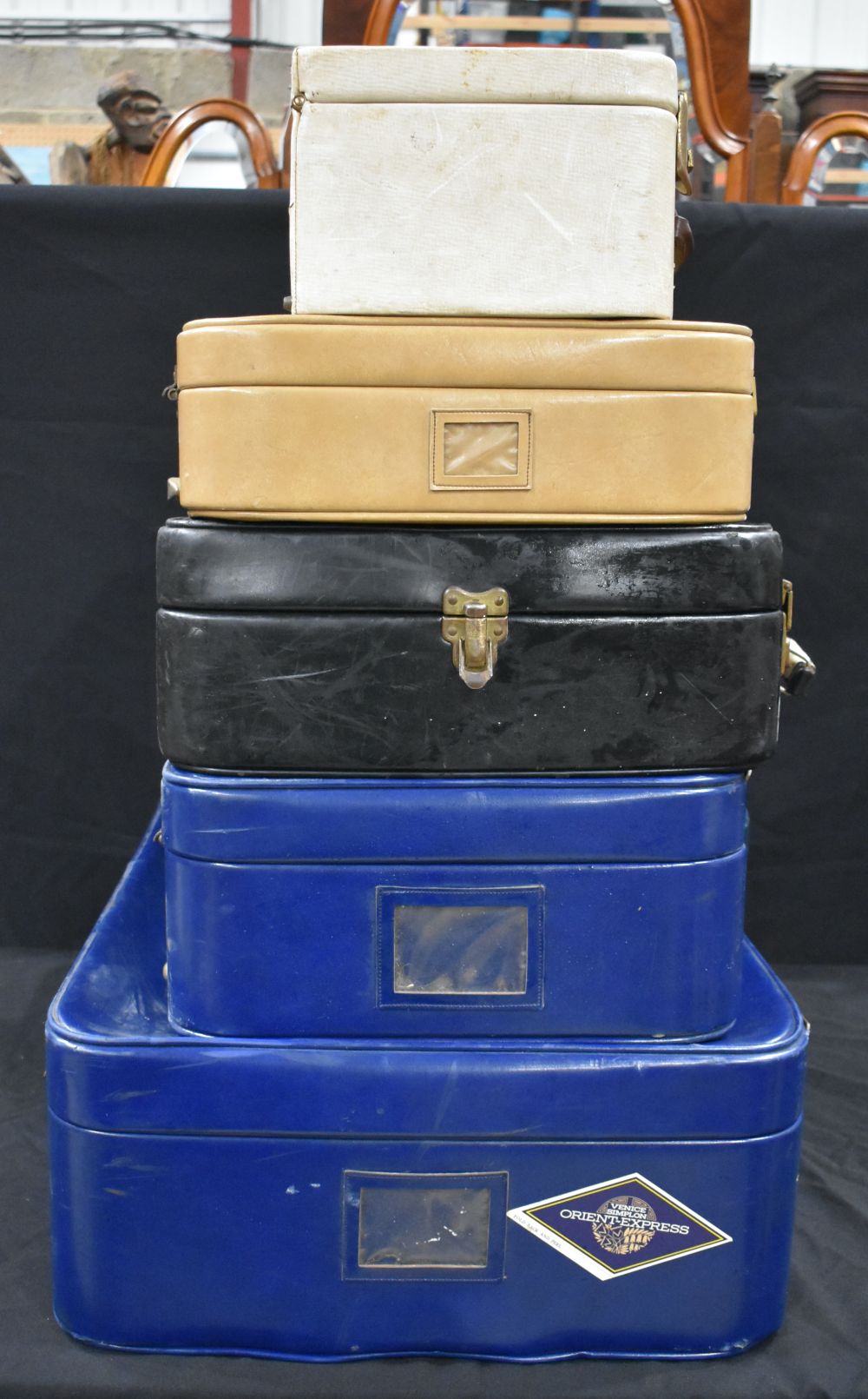 Three handmade vintage Morton of London suitcases cases together with another suitcase and a - Image 10 of 16