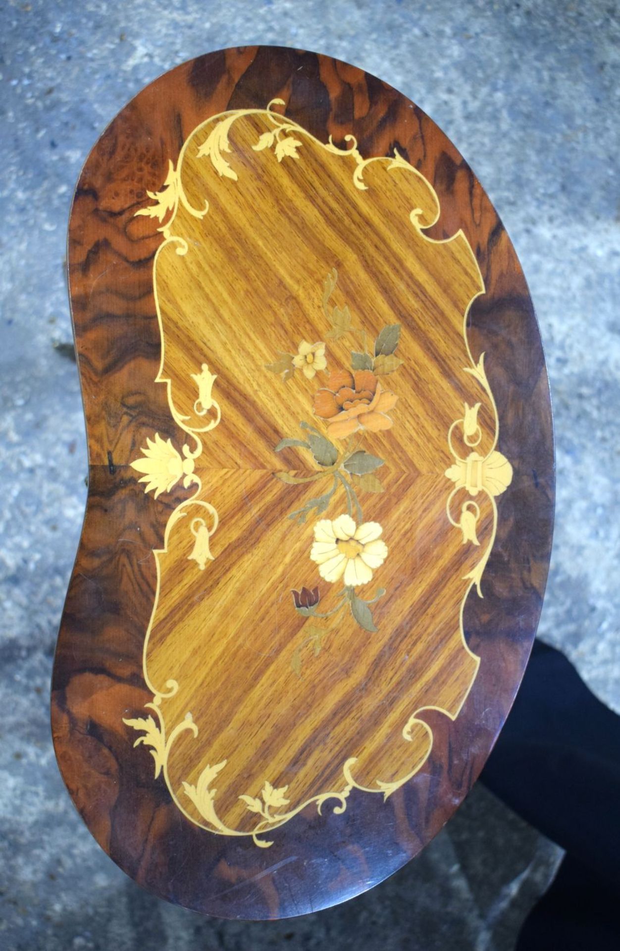 A baroque style inlaid 2 drawer table together with a smaller inlaid table 68 x 78 cm. - Image 6 of 14