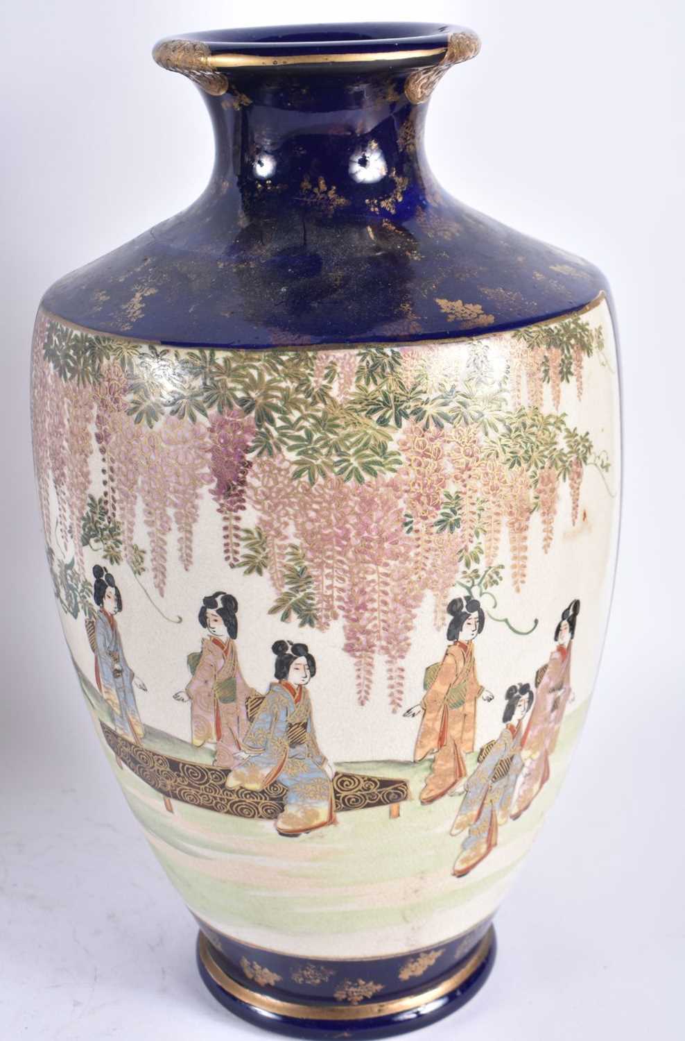 TWO LARGE 19TH CENTURY JAPANESE MEIJI PERIOD SATSUMA VASES. Largest 38 cm high. (2) - Image 3 of 8