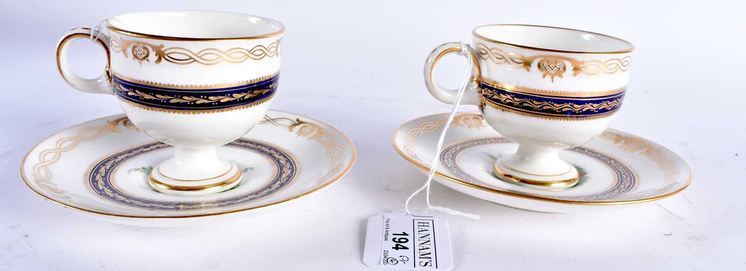 Mid 19th century Royal Worcester pair of rare pedestal cups and saucers painted with flowers in - Image 9 of 27