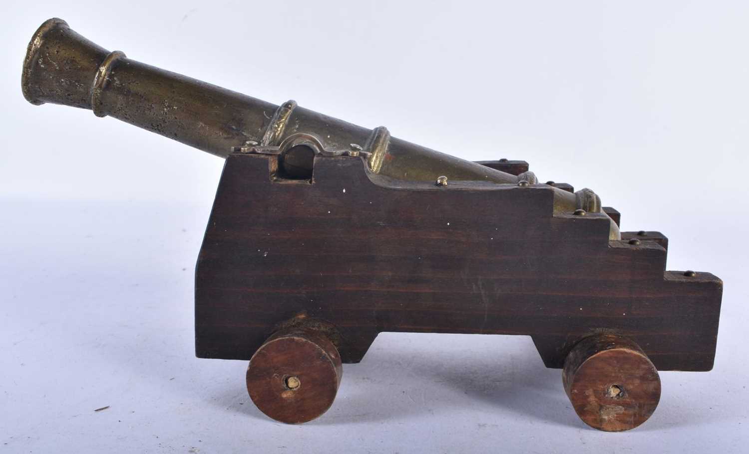 AN ANTIQUE COUNTRY HOUSE GENTLEMANS BRONZE DESK CANNON. 25cm long. - Image 3 of 5