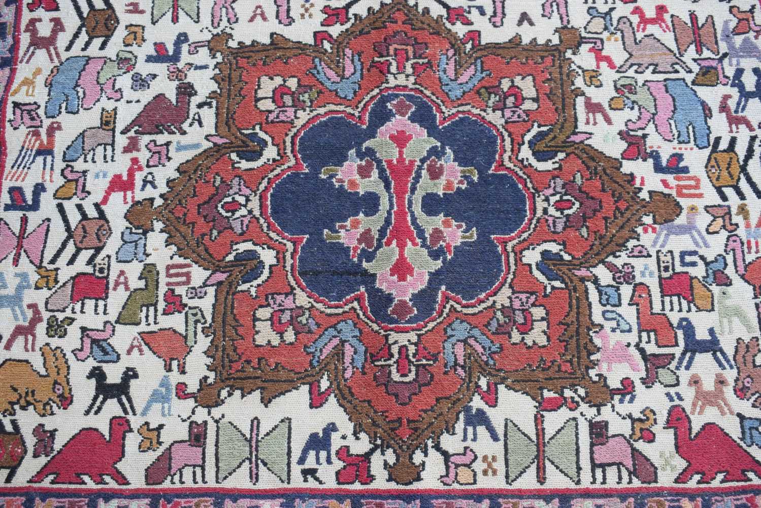 An Iranian Wool and silk Noah's Ark Sumak wool and silk rug 195 x 121 cm - Image 4 of 12