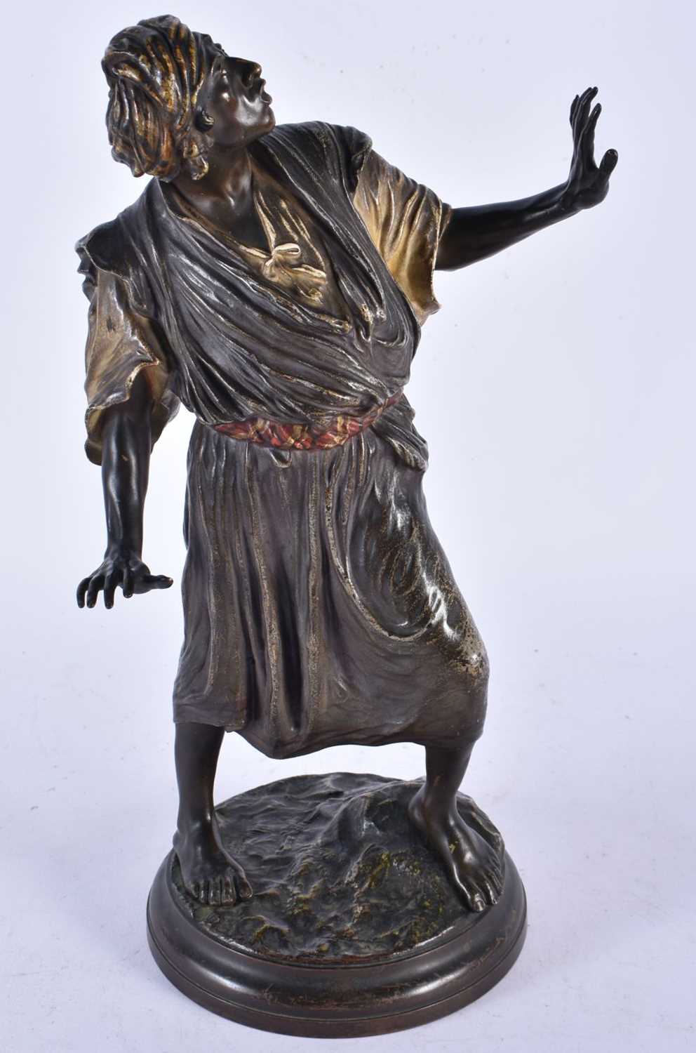 LARGE VIENNESE COLD-PAINTED BRONZE FIGURE OF AN ARAB BY BERGMAN.  32CM X 18CM X 13CM