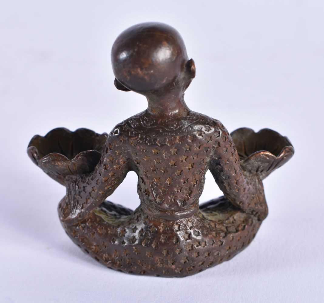 A JAPANESE BRONZE BOY OKIMONO. 135 grams. 6 cm x 5.5 cm. - Image 2 of 3