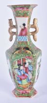 A 19TH CENTURY CHINESE CANTON FAMILLE ROSE PORCELAIN VASE Qing, painted with figures in various