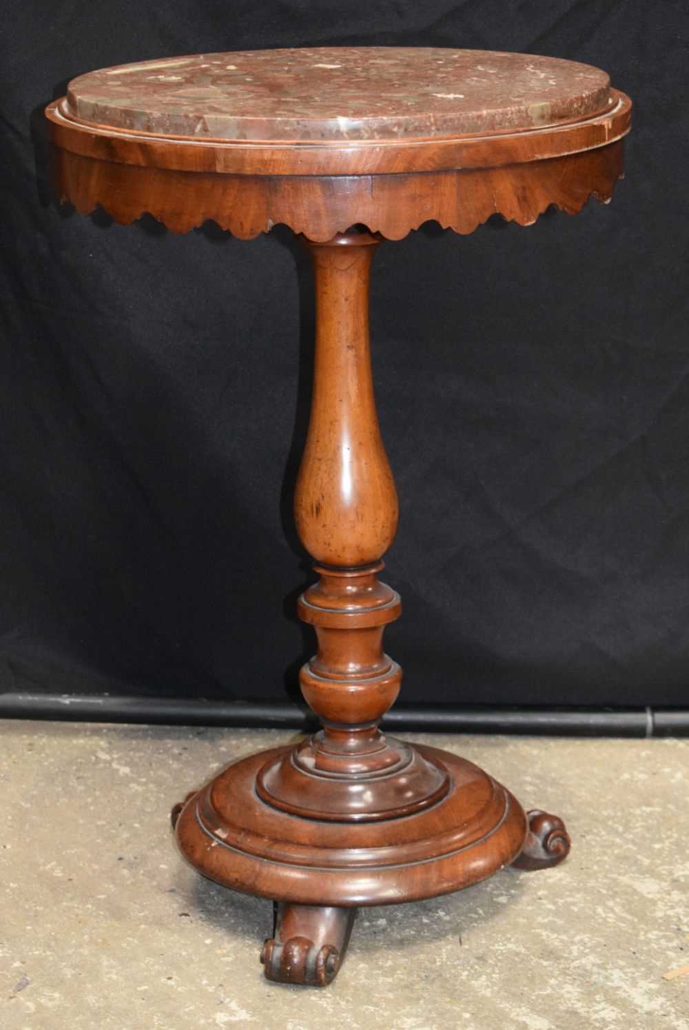 A 19th Century Pedestal Marble topped circular side table 72 x 47.5 cm. - Image 2 of 8