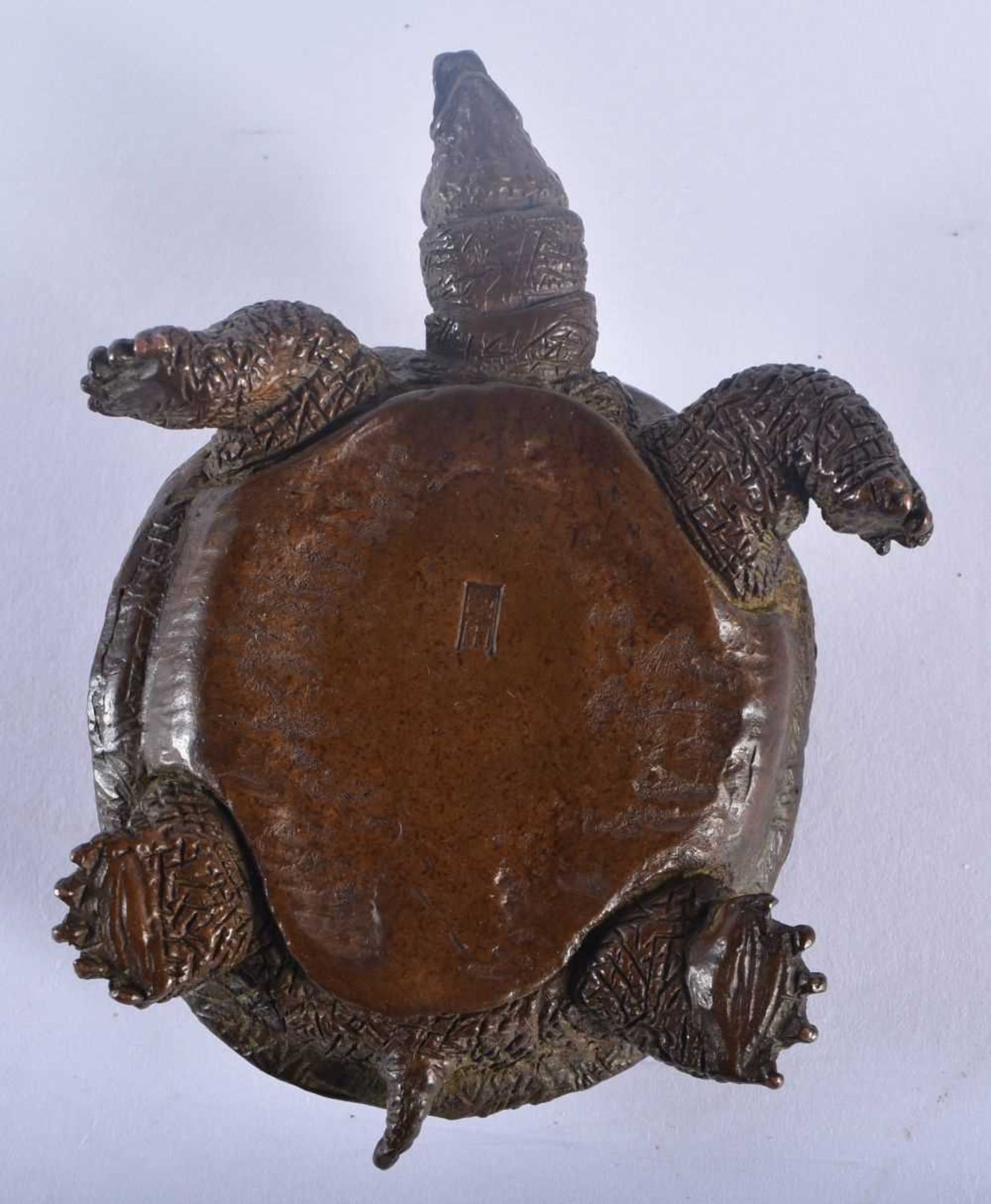 A JAPANESE BRONZE OKIMONO OF A LONG NOSED TORTOISE. 9 cm x 6 cm. - Image 6 of 6