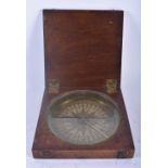 A LARGE ANTIQUE COMPASS. 15 cm square.