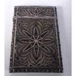 A Filigree Silver Card Case. 9.8 cm x 6.1cm x 1cm, weight 56.8g