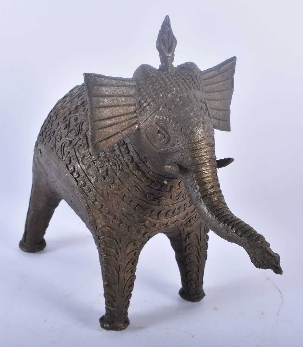 A 19TH CENTURY INDIAN BRONZE FIGURE OF A STANDING ELEPHANT together with two Anglo Indian Antique - Image 3 of 13