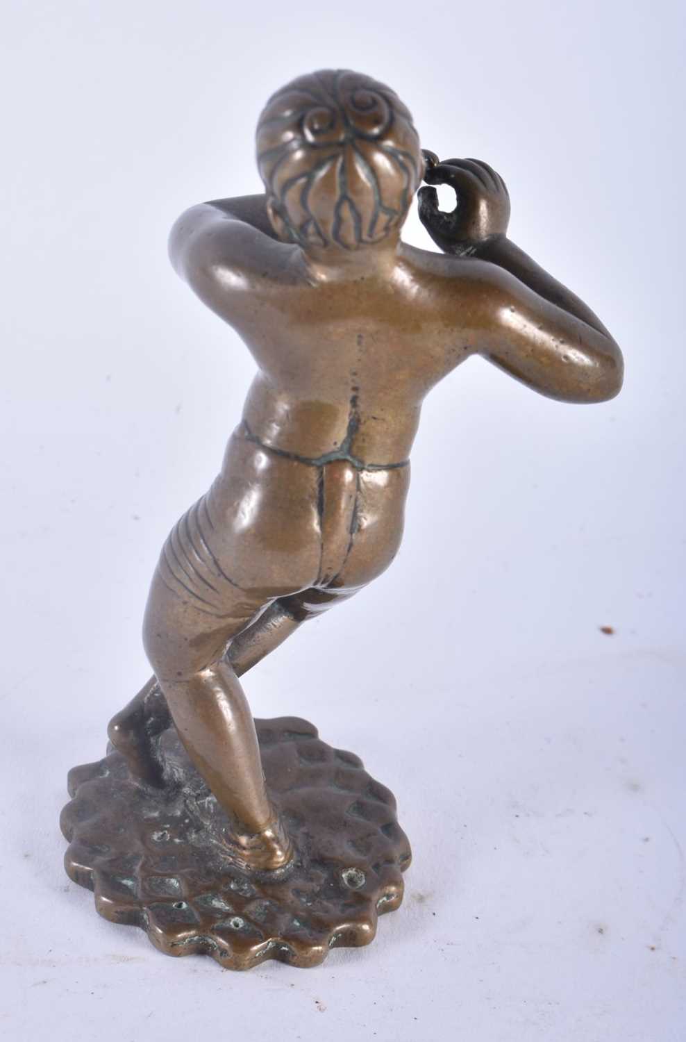 AN EARLY INDIAN COLONIAL BRONZE FIGURE OF A BOY together with an Antique Anglo indian sandalwood - Image 6 of 7