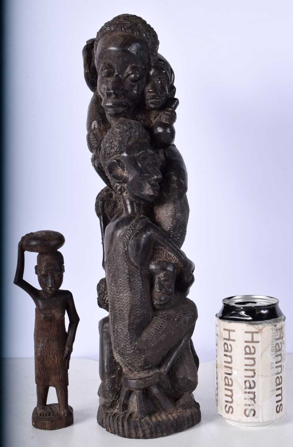 An African Makonde Carved Ebony "Tree of Life " sculpture together with a smaller Tribal carving - Image 2 of 16