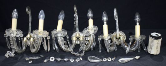 A collection of Glass wall sconces 25cm.(3)