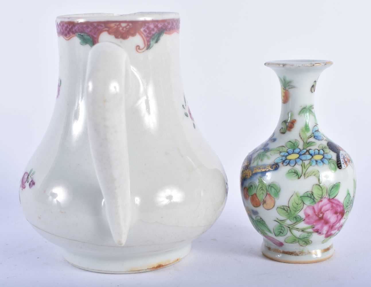 AN 18TH CENTURY CHINESE EXPORT FAMILLE ROSE JUG Qianlong, together with a Qing canton famille rose - Image 3 of 5