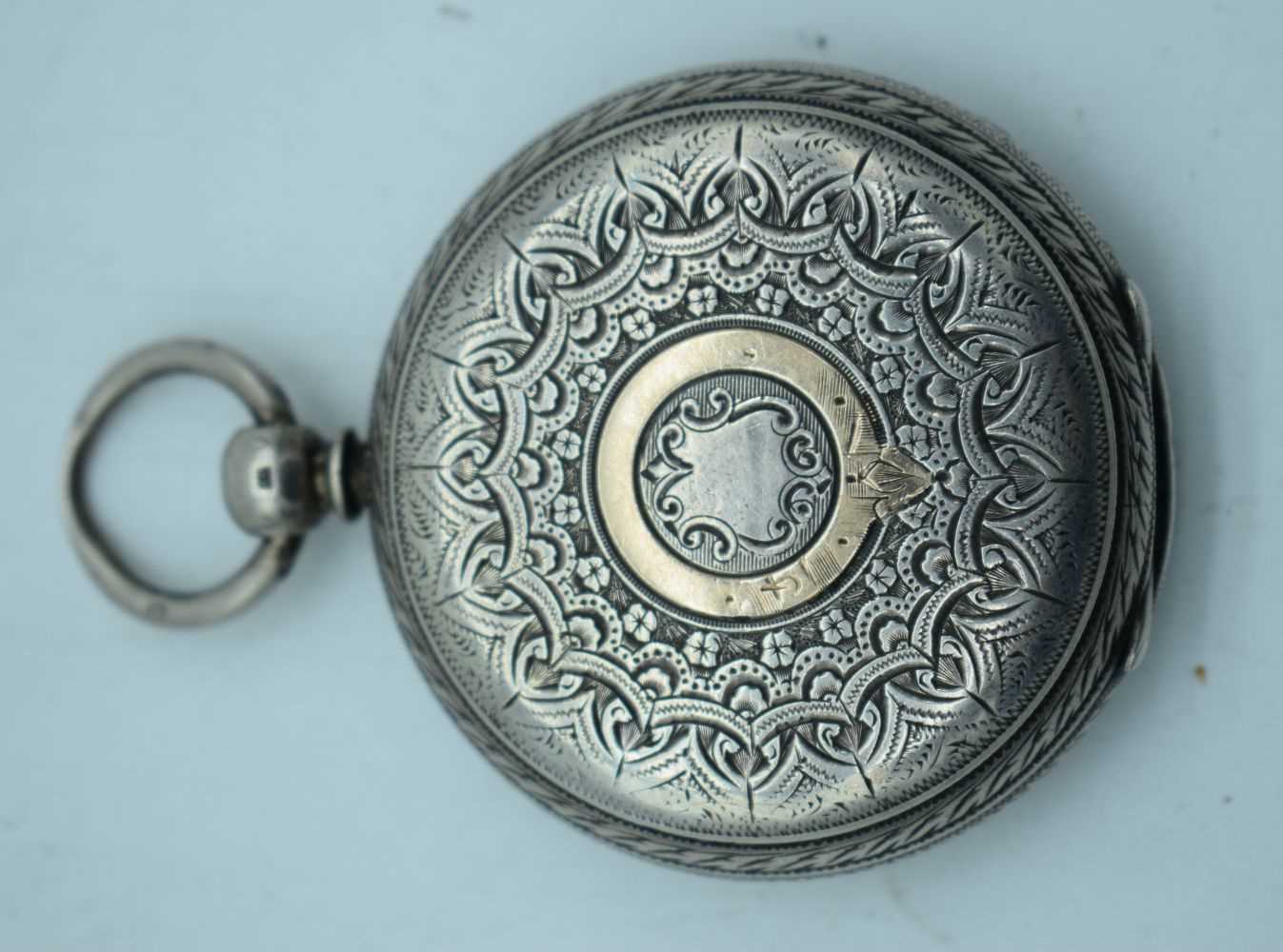 A VICTORIAN SILVER POCKET WATCH. London 1877. 120.4 grams. 5.5 cm diameter. - Image 2 of 4