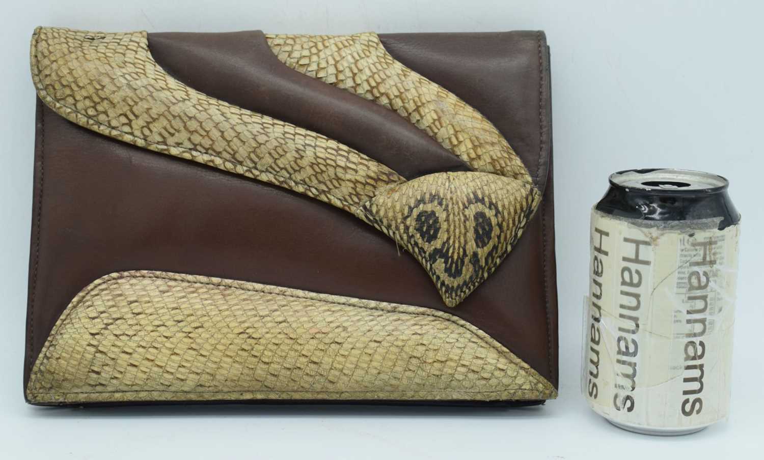 A Vintage ladies snakeskin effect leather clutch bag 26 x 19 cm. - Image 2 of 6