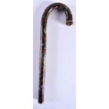 A FINE 19TH CENTURY JAPANESE MEIJI PERIOD CLOISONNE ENAMEL CANE HANDLE decorated with circular and