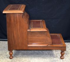 A set of 19th Century bed steps with leather inserts 62 x 72 cm