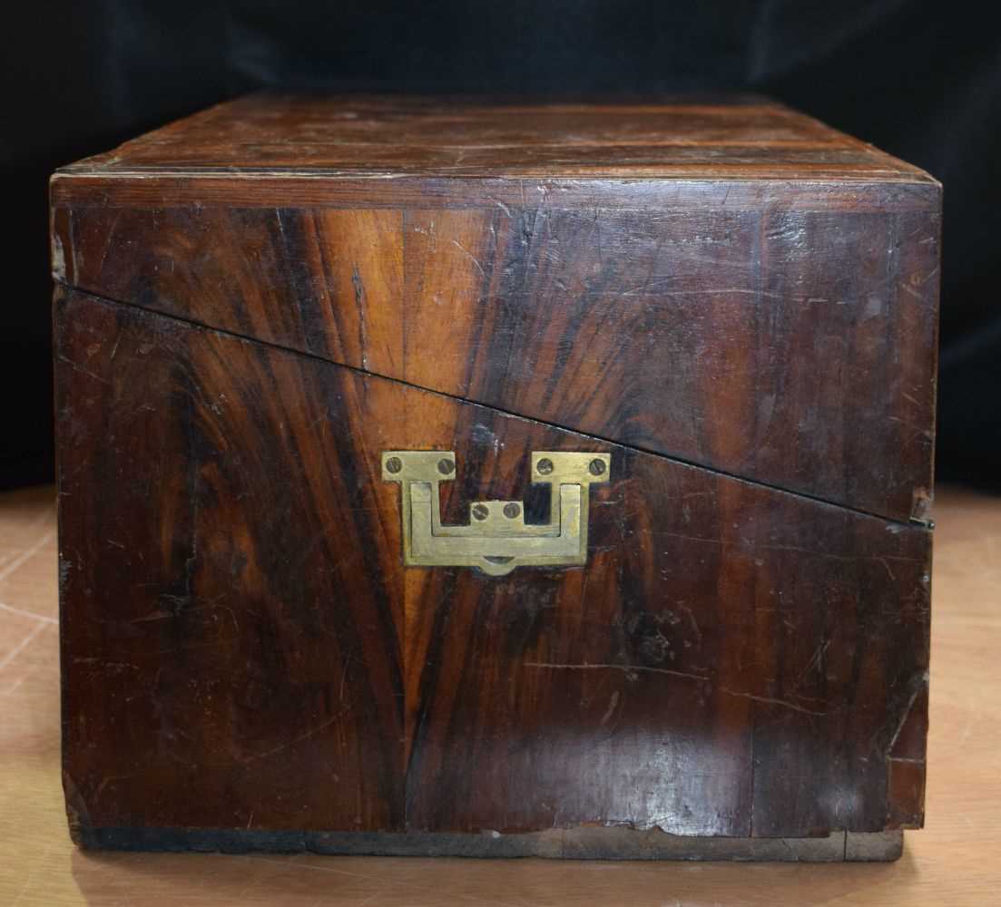 A 19th Century Rosewood wooden Campaign writing box 23 x 56 x 28 cm. - Image 6 of 10