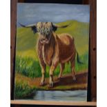 John Farmer (Australian 1897-1989) Oil on board of a Bull 50 x 38 cm.