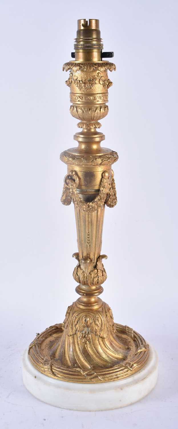 A FINE LARGE 19TH CENTURY FRENCH GILT BRONZE COUNTRY HOUSE LAMP formed as a large candlestick - Image 2 of 4