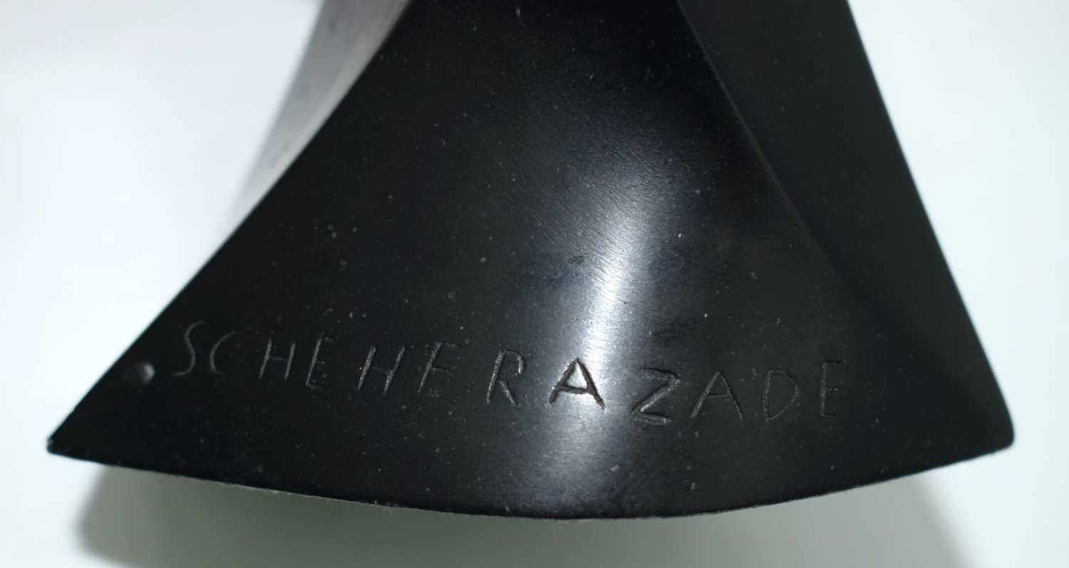 A polished stone bust of Scheherazade signed E Villanis 26cm. - Image 5 of 10