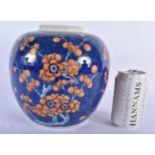 AN UNUSUAL 19TH CENTURY CHINESE BLUE AND WHITE PORCELAIN PRUNUS JAR Qing, painted with coral