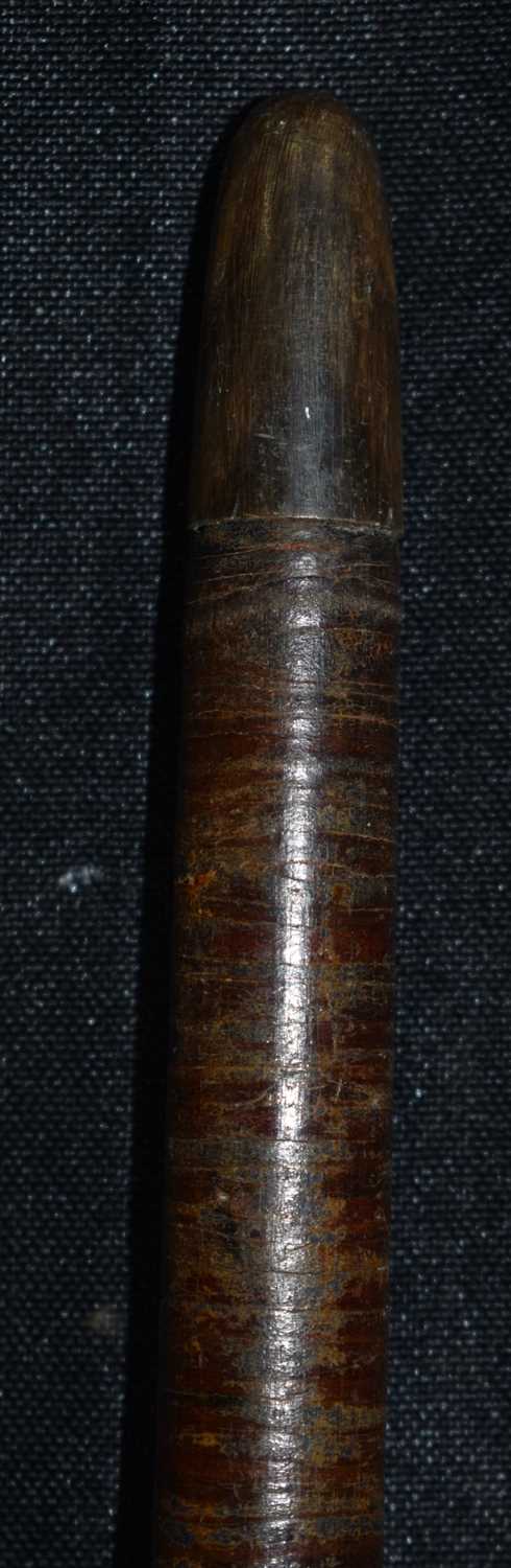 An Indian leather encased Military Swagger stick with Rhino horn handle and collars together with - Image 6 of 10