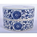 A 19TH CENTURY CHINESE BLUE AND WHITE PORCELAIN BOX AND COVER Qing. 9.75 cm x 6.25cm