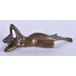 A Bronze Figure of a Reclining Nude. 14cm x 5.3 cm x 4.2 cm, weight 300g