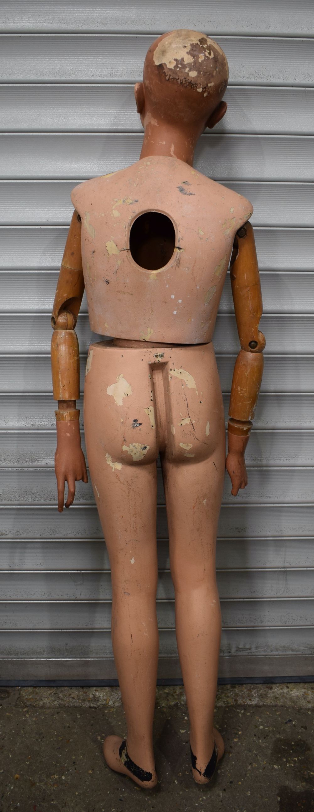 A Vintage wooden and Resin Mannequin with makers name to underneath of head 158 x 42 - Image 7 of 8